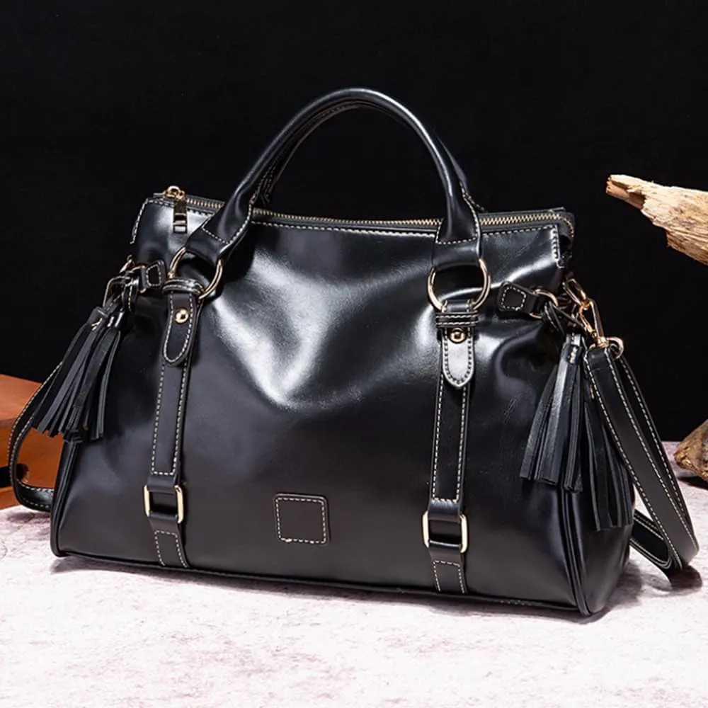 Women Hobo Tote Purse Handbag Faux Leather Top-handle Shoulder Bag with Tassel Pendant