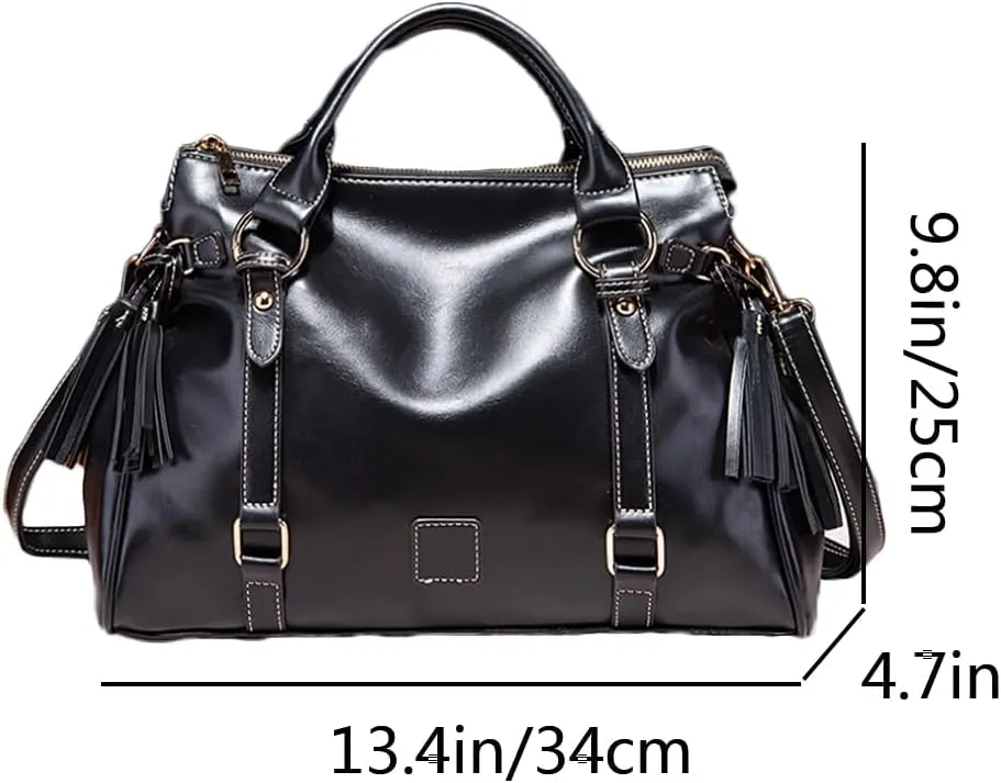 Women Hobo Tote Purse Handbag Faux Leather Top-handle Shoulder Bag with Tassel Pendant