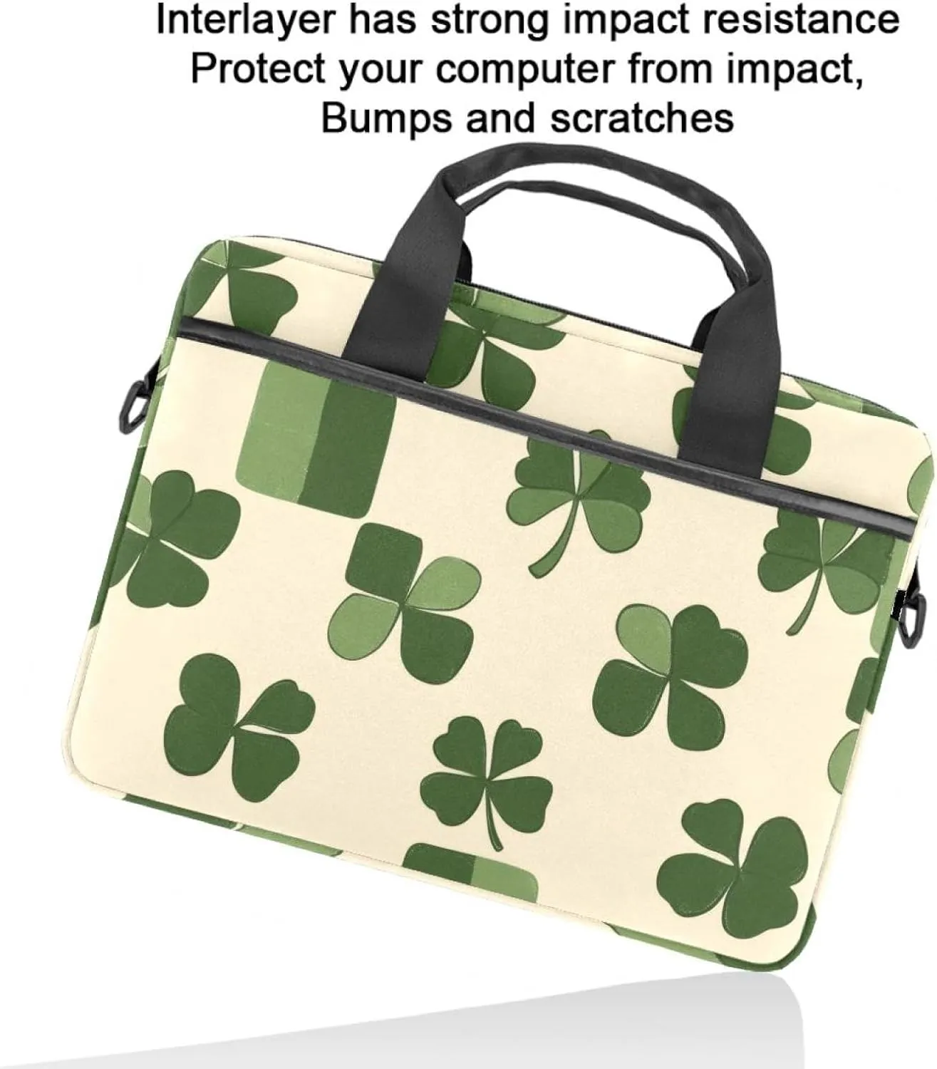 Women Laptop Bag St Patrick Day Nature Plants Four Leaf Clovers Laptop Computer Bag Work Tote Bag Shoulder Messenger Bag