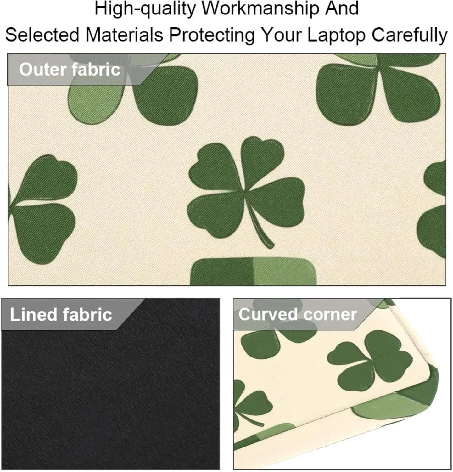 Women Laptop Bag St Patrick Day Nature Plants Four Leaf Clovers Laptop Computer Bag Work Tote Bag Shoulder Messenger Bag