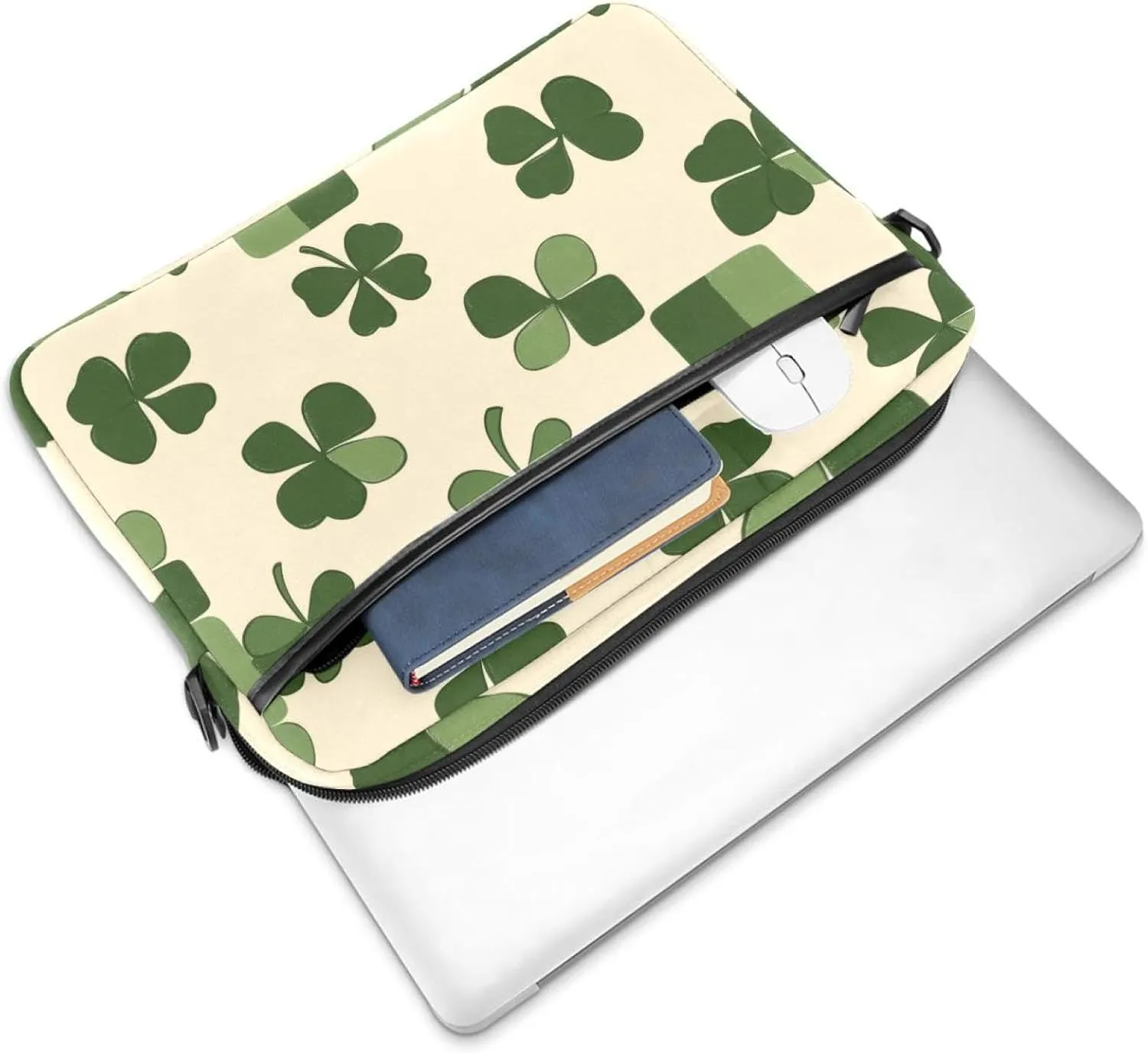 Women Laptop Bag St Patrick Day Nature Plants Four Leaf Clovers Laptop Computer Bag Work Tote Bag Shoulder Messenger Bag