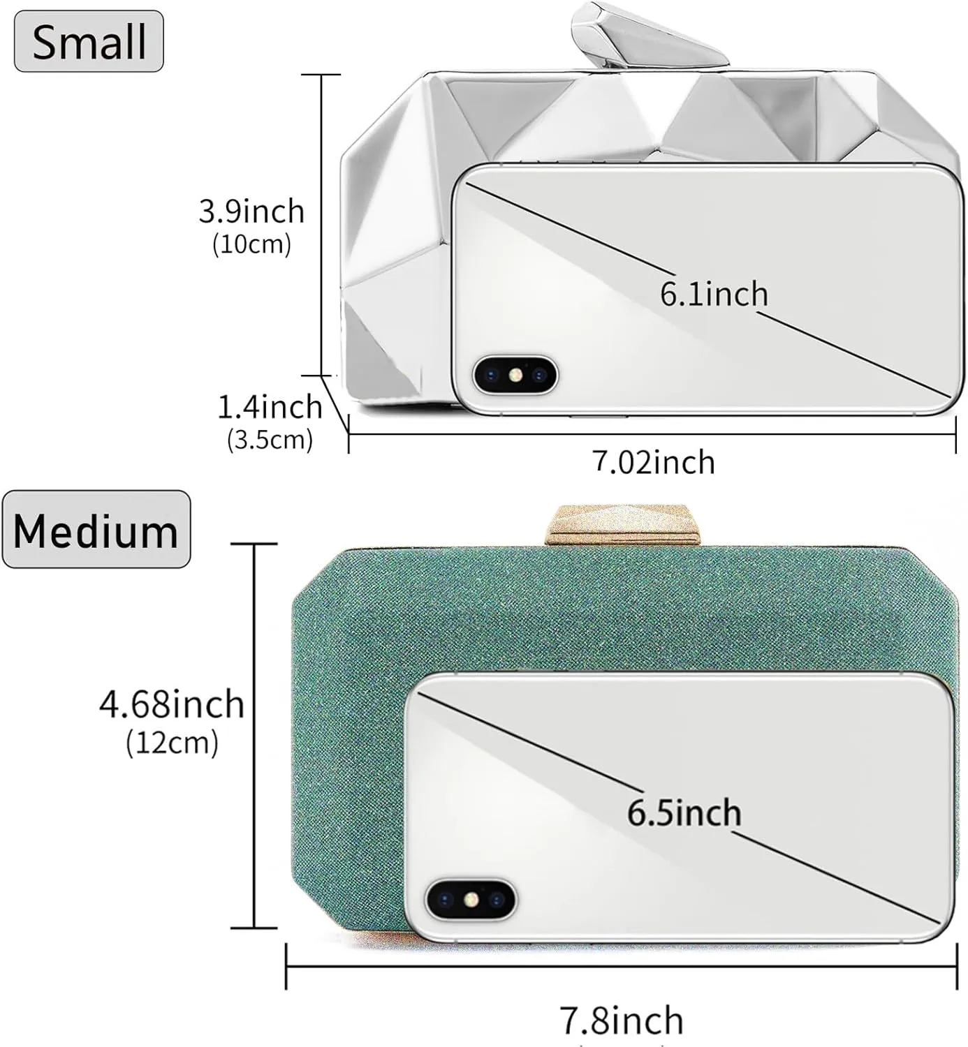 Women Lattice Pattern Metal Evening Clutch Bag,Geometric Evening Clutch Purse Handbag With Chain Strap