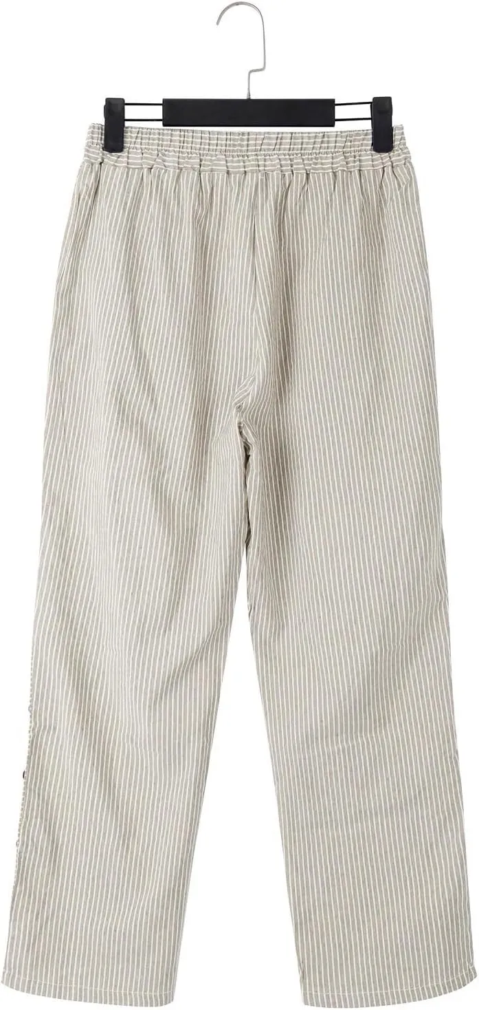 Women Oversized Striped Cropped Pants Office Work Business Trendy High Waisted Trouser Sport Jogger Casual Sweatpants