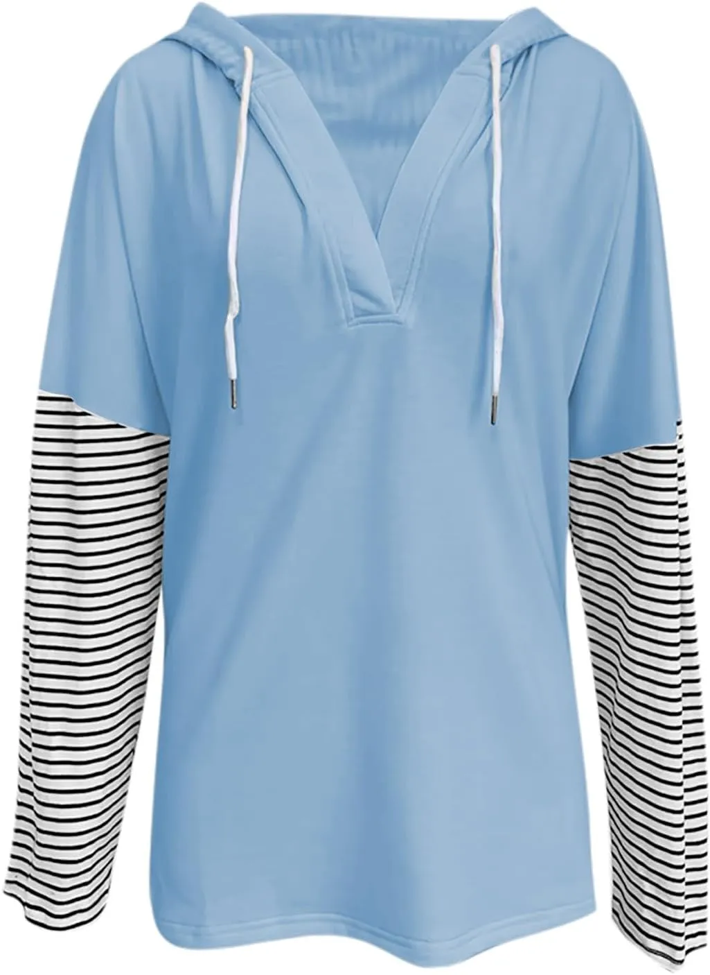 Women Oversized Sweatshirts 2024 Trendy Block Color Drawstring Pullover Hoodies Casual Fall Fashion Clothes