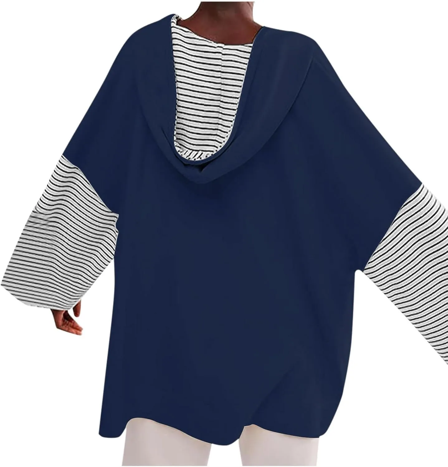 Women Oversized Sweatshirts 2024 Trendy Block Color Drawstring Pullover Hoodies Casual Fall Fashion Clothes