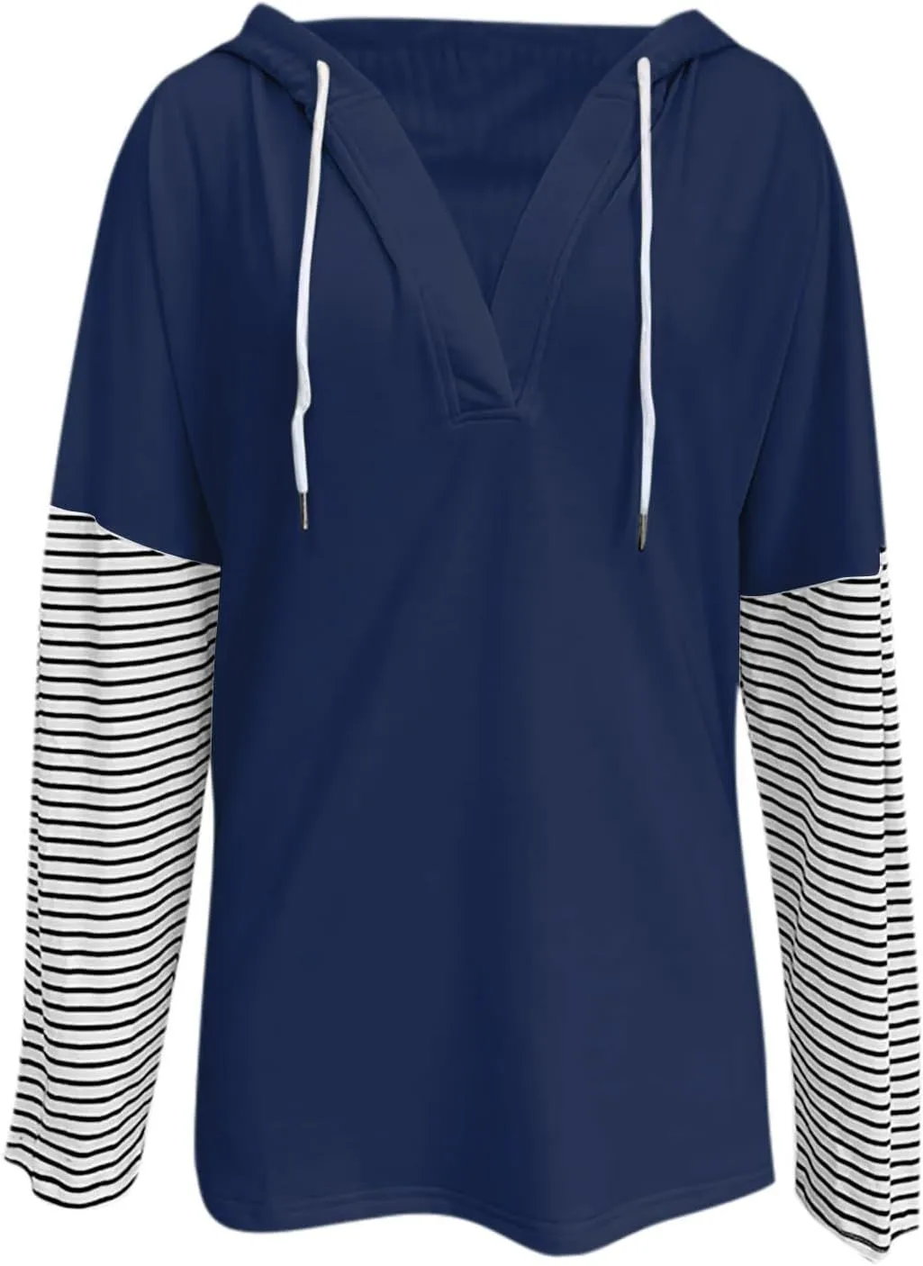 Women Oversized Sweatshirts 2024 Trendy Block Color Drawstring Pullover Hoodies Casual Fall Fashion Clothes