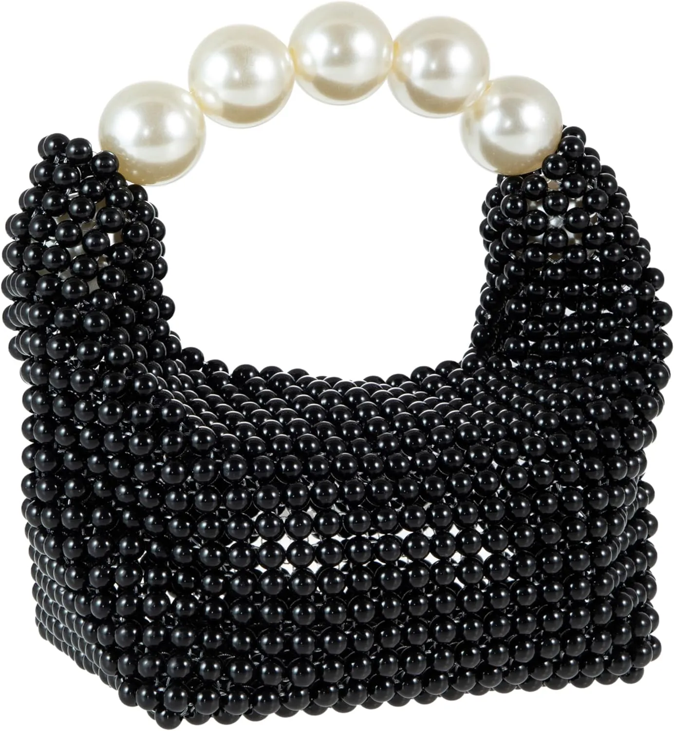Women Pearl Beaded Clutch Handle Bag Evening HandBag for Wedding Party