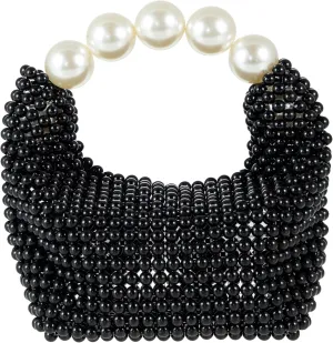 Women Pearl Beaded Clutch Handle Bag Evening HandBag for Wedding Party