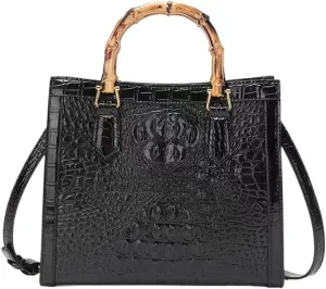 Women Tote bag, Bamboo Shape Handle, PU Leather Top Handle Bags, Womens Crossbody Bag