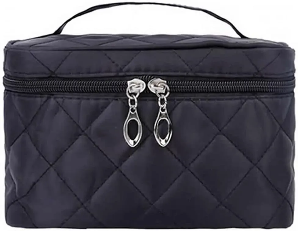 Women Travel Cosmetic Lattice Zipper Men Makeup Bags Organizer Beauty Toiletry Bag Wash Make Up Kits Case(black-JoJo's Bizarre Adventure1)