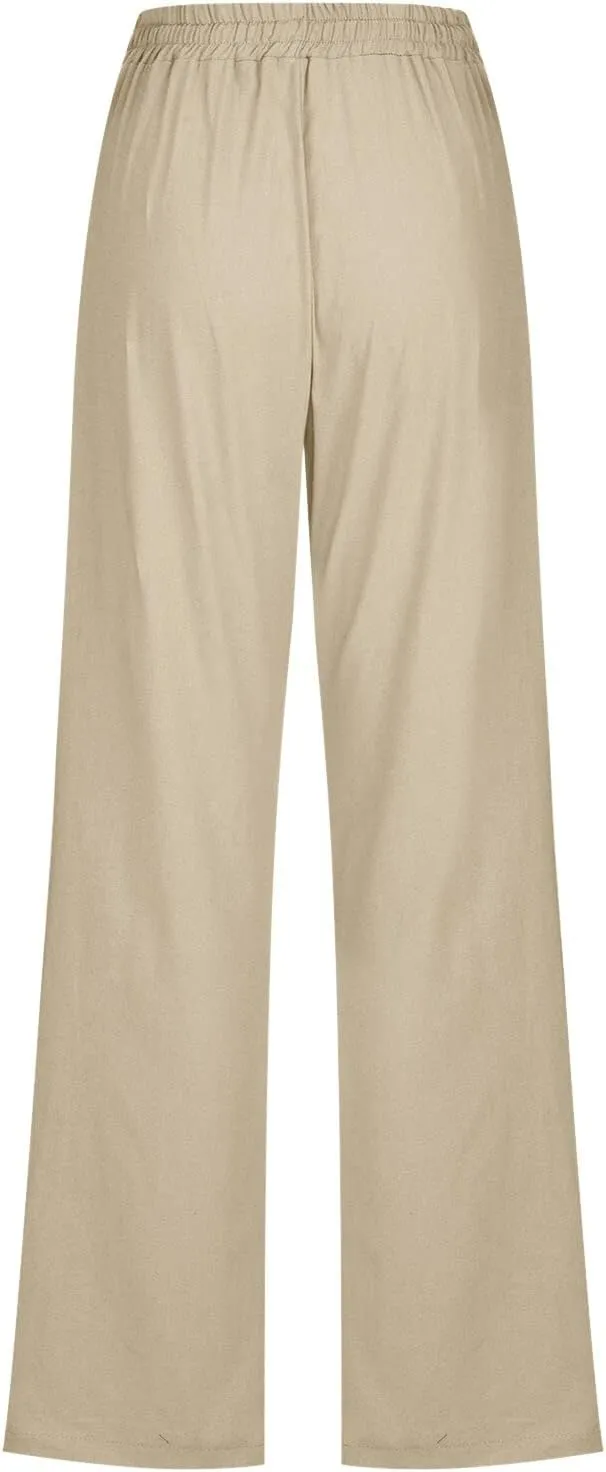 Women Work Linen Cotton Pants Office Business Plus Size Loose Trendy Trouser Outdoor Hiking Jogging Casual Sweatpants