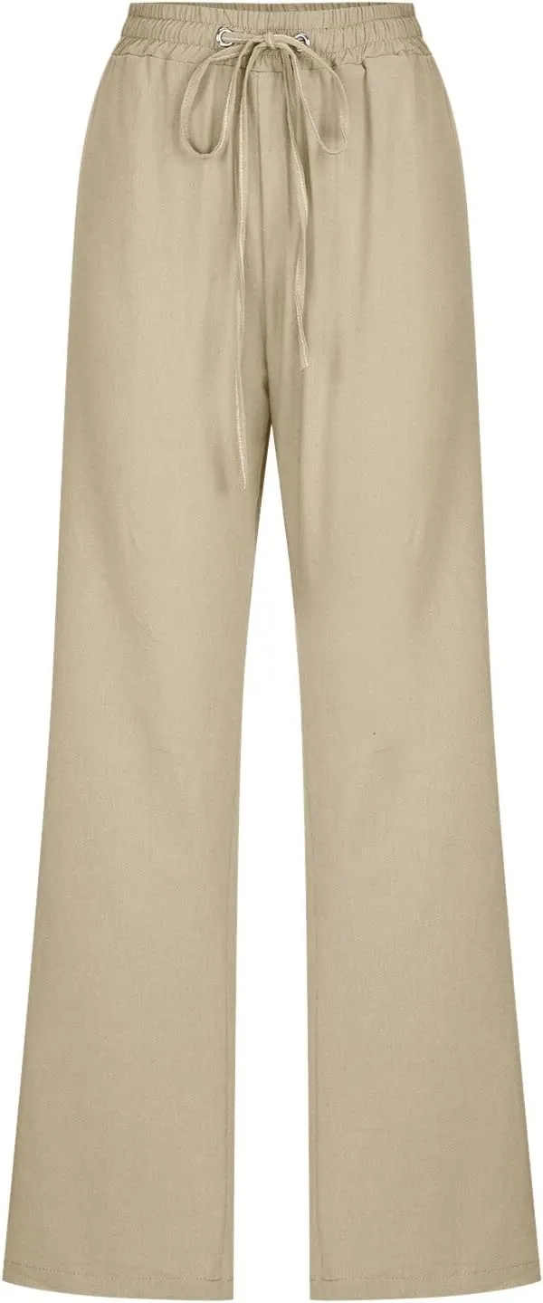 Women Work Linen Cotton Pants Office Business Plus Size Loose Trendy Trouser Outdoor Hiking Jogging Casual Sweatpants