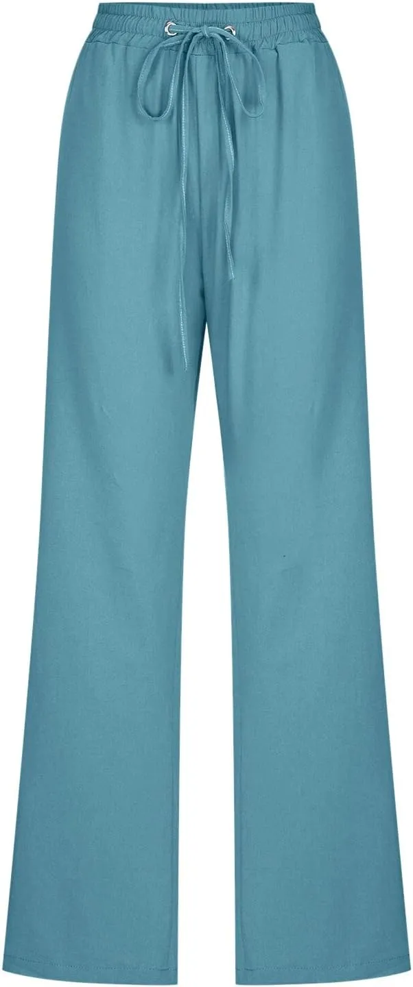 Women Work Linen Cotton Pants Office Business Plus Size Loose Trendy Trouser Outdoor Hiking Jogging Casual Sweatpants
