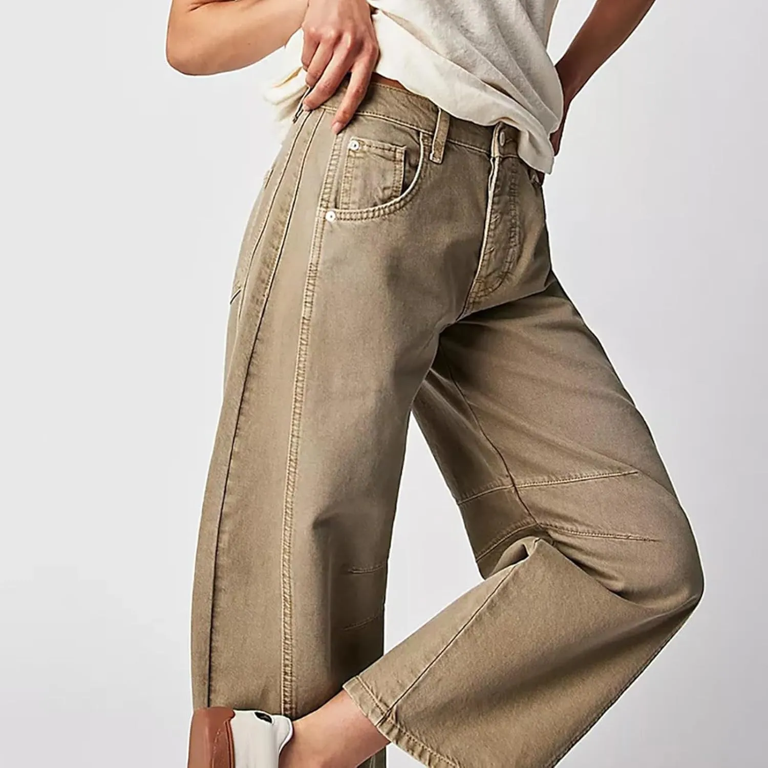 Womens Baggy Mid Waist Jeans Loose Straight Wide Leg Boyfriend Jeans Casual Denim Pants with Pockets Pants Y2K