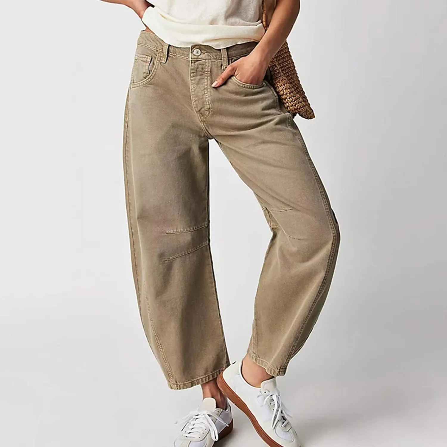 Womens Baggy Mid Waist Jeans Loose Straight Wide Leg Boyfriend Jeans Casual Denim Pants with Pockets Pants Y2K