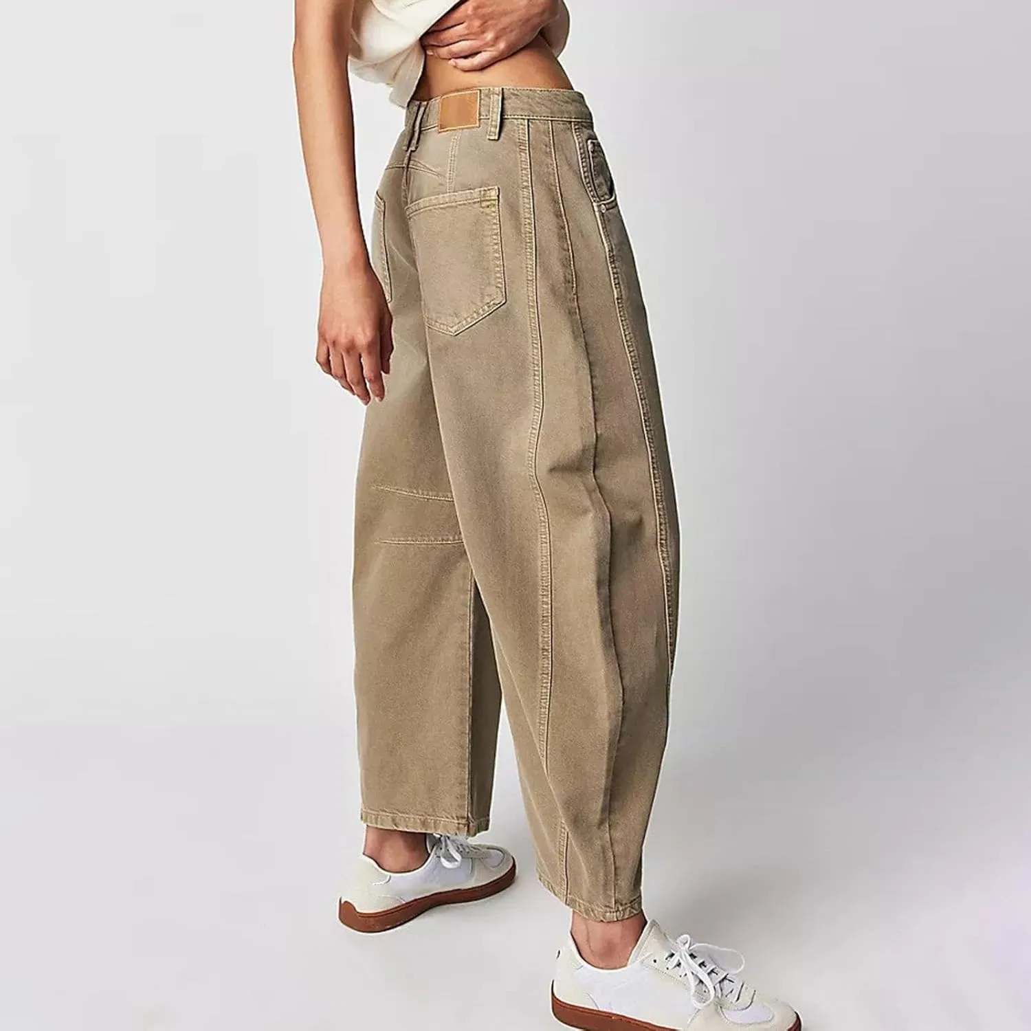 Womens Baggy Mid Waist Jeans Loose Straight Wide Leg Boyfriend Jeans Casual Denim Pants with Pockets Pants Y2K