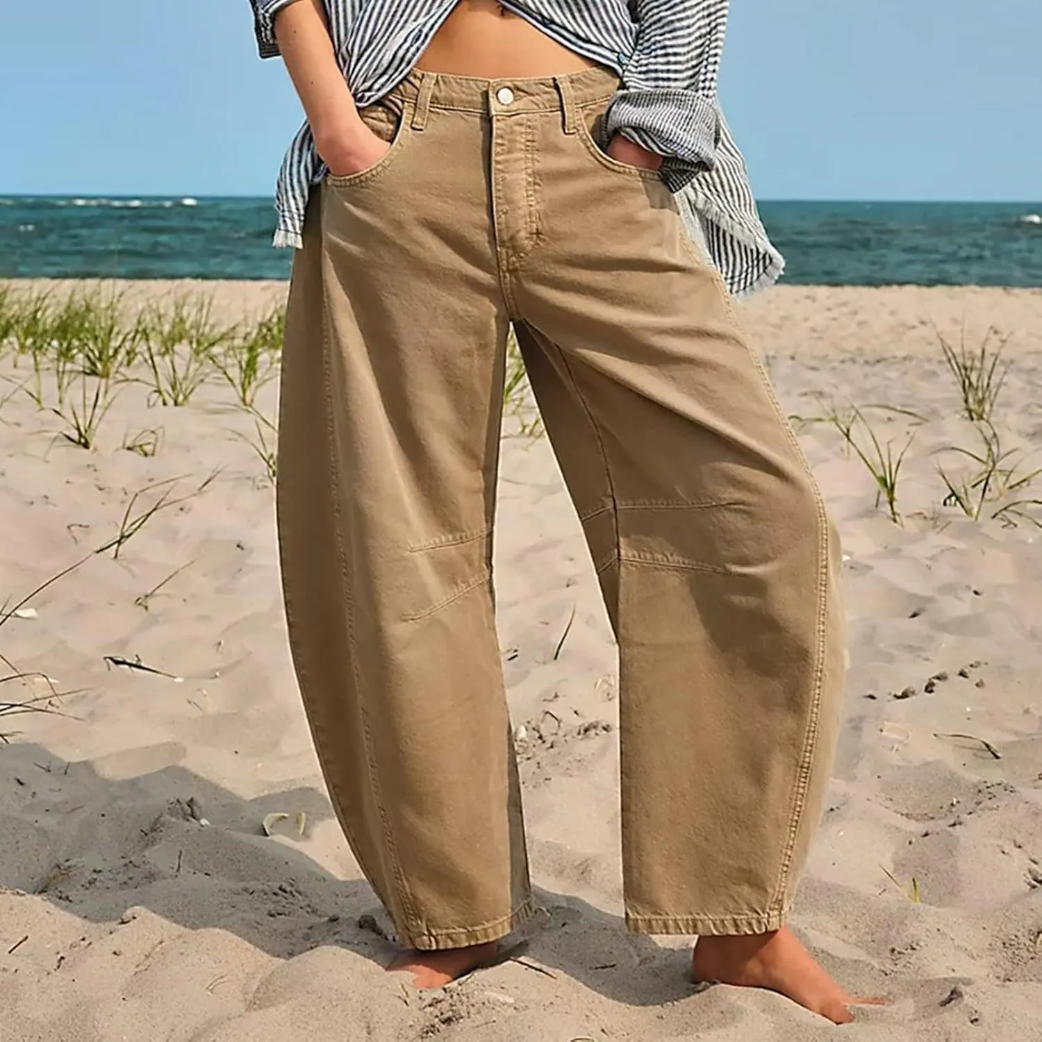 Womens Baggy Mid Waist Jeans Loose Straight Wide Leg Boyfriend Jeans Casual Denim Pants with Pockets Pants Y2K