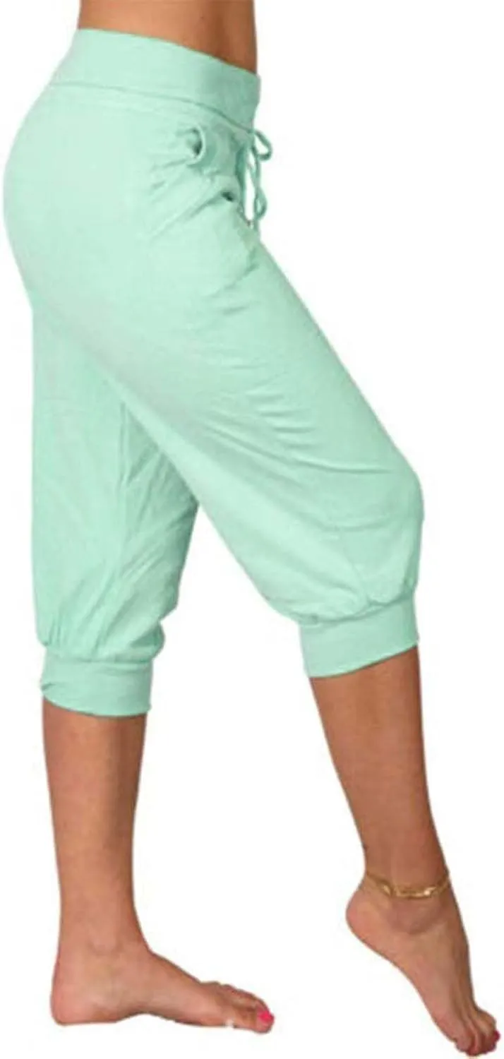 Womens Capri Pants 2025 Casual Stretchy Drawstring Waist Cropped Yoga Joggers Pants Summer Workout Cropped Trousers