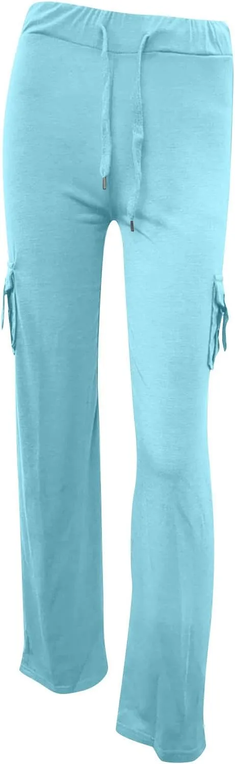 Womens Cargo Pants with Pockets Elastic Waist Drawstring Wide Leg Pants Woman 2024 Fall Outfits Winter Clothes