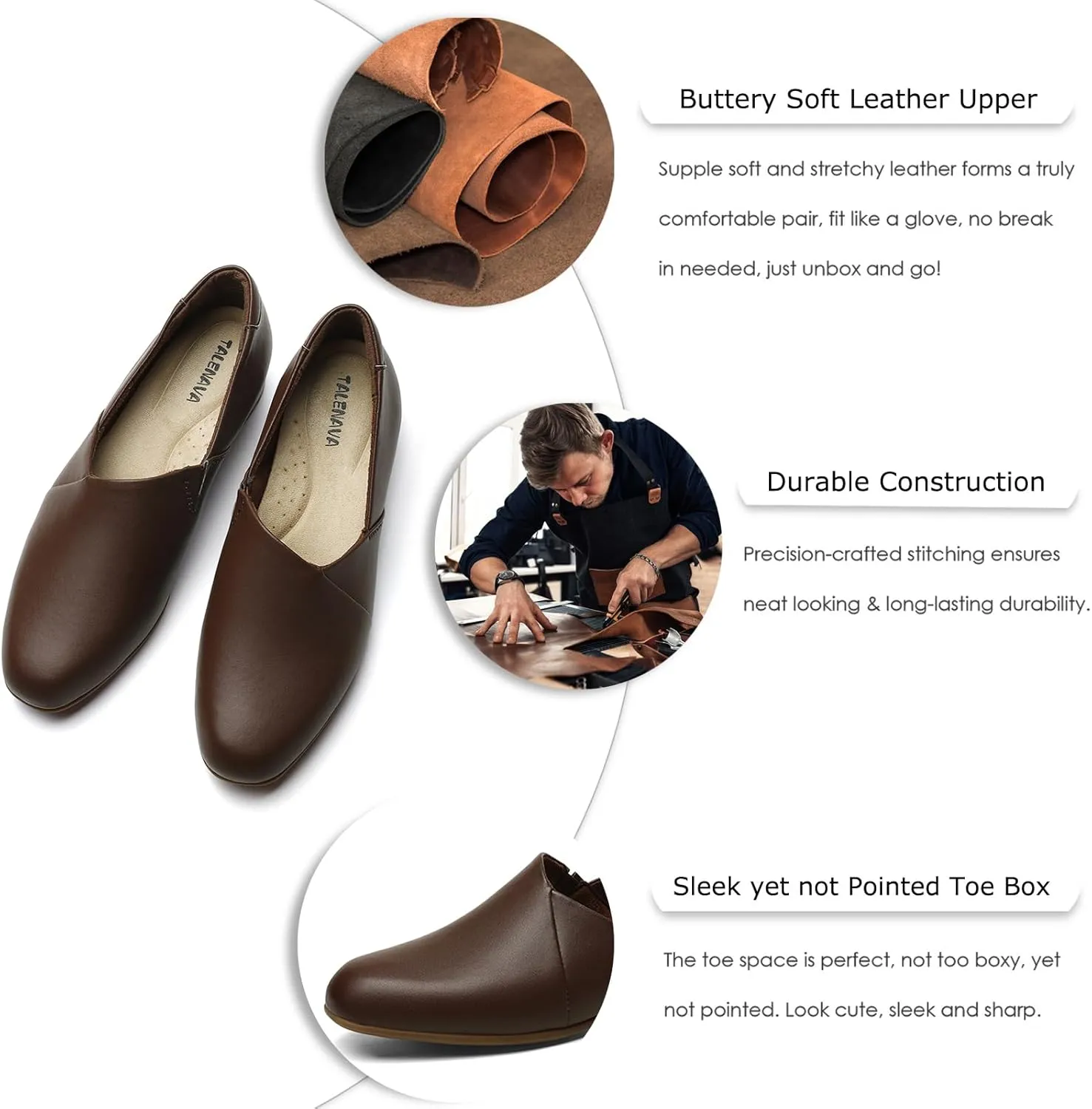 Women's Classic Comfort Dress Shoes Casual Leather Loafers Flats Cute Versatile Slip-Ons Everyday Work Shoes