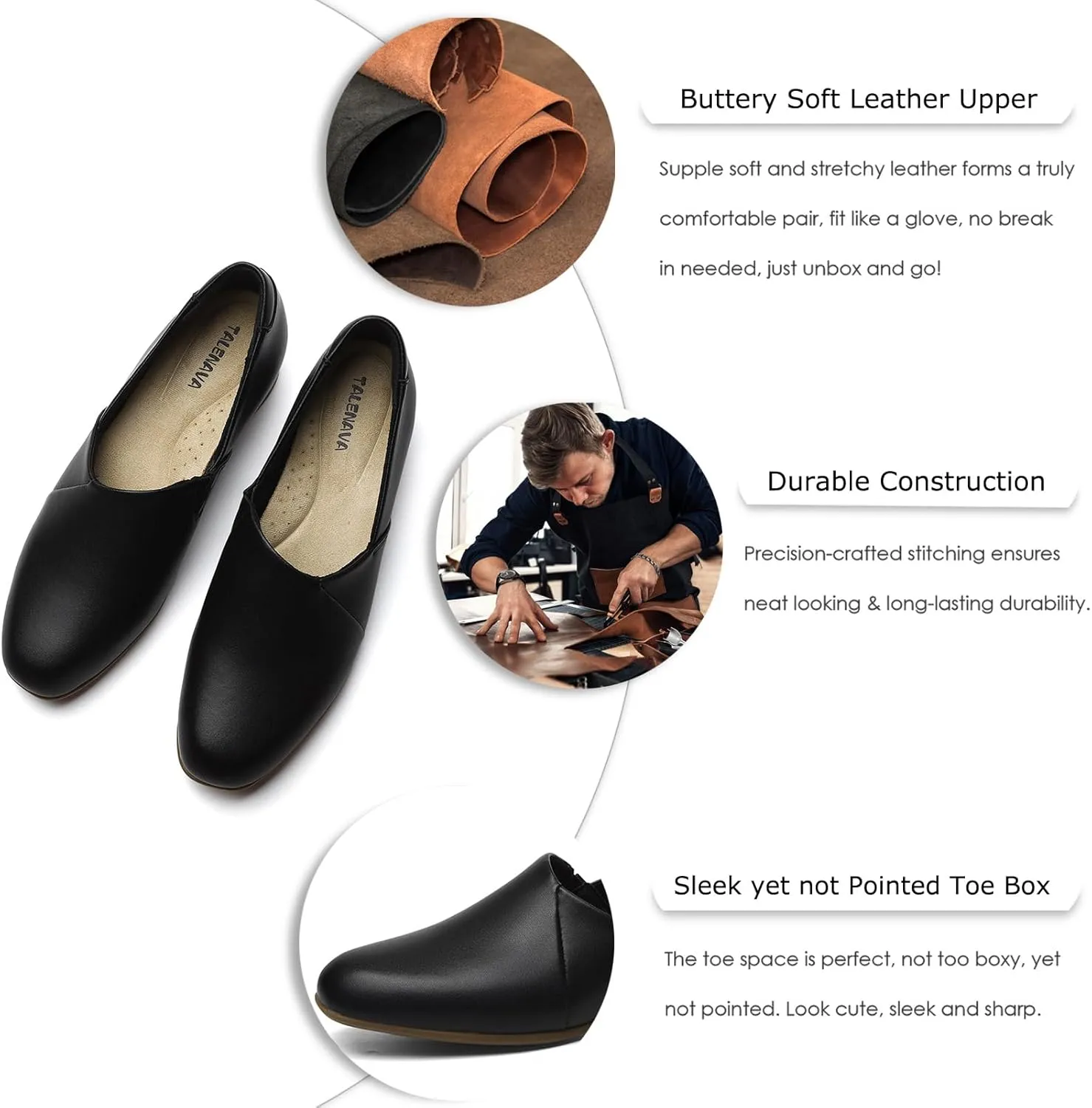 Women's Classic Comfort Dress Shoes Casual Leather Loafers Flats Cute Versatile Slip-Ons Everyday Work Shoes