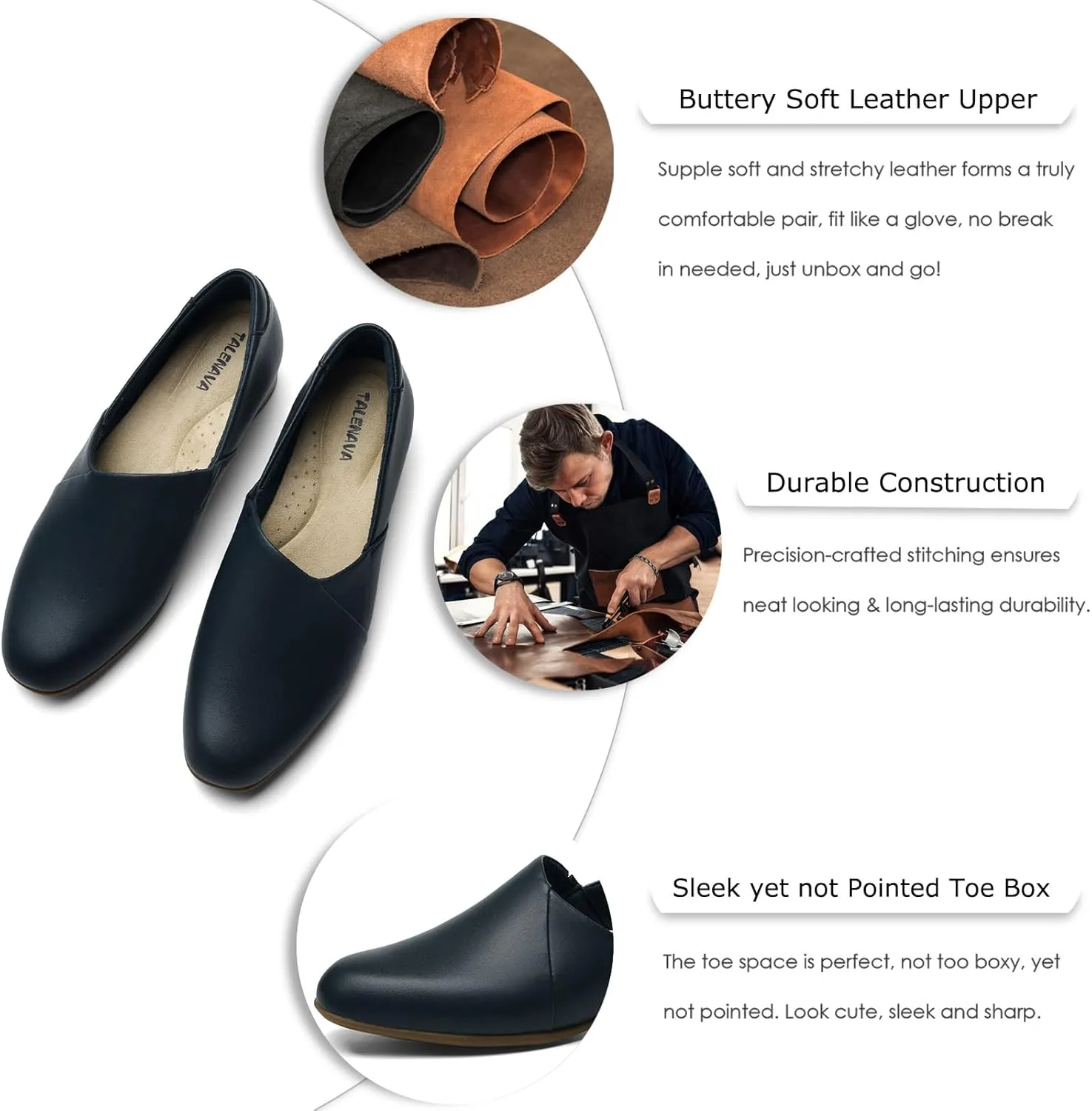 Women's Classic Comfort Dress Shoes Casual Leather Loafers Flats Cute Versatile Slip-Ons Everyday Work Shoes