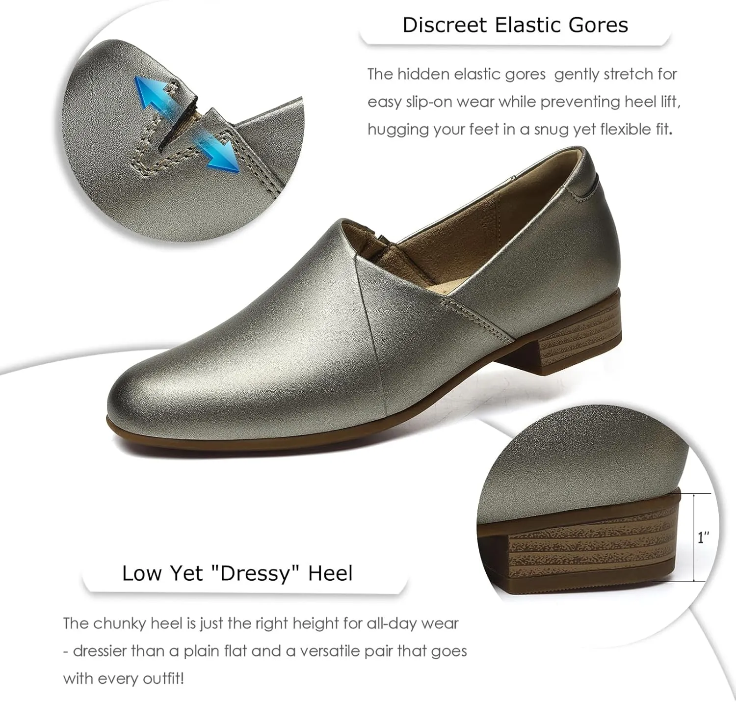 Women's Classic Comfort Dress Shoes Casual Leather Loafers Flats Cute Versatile Slip-Ons Everyday Work Shoes