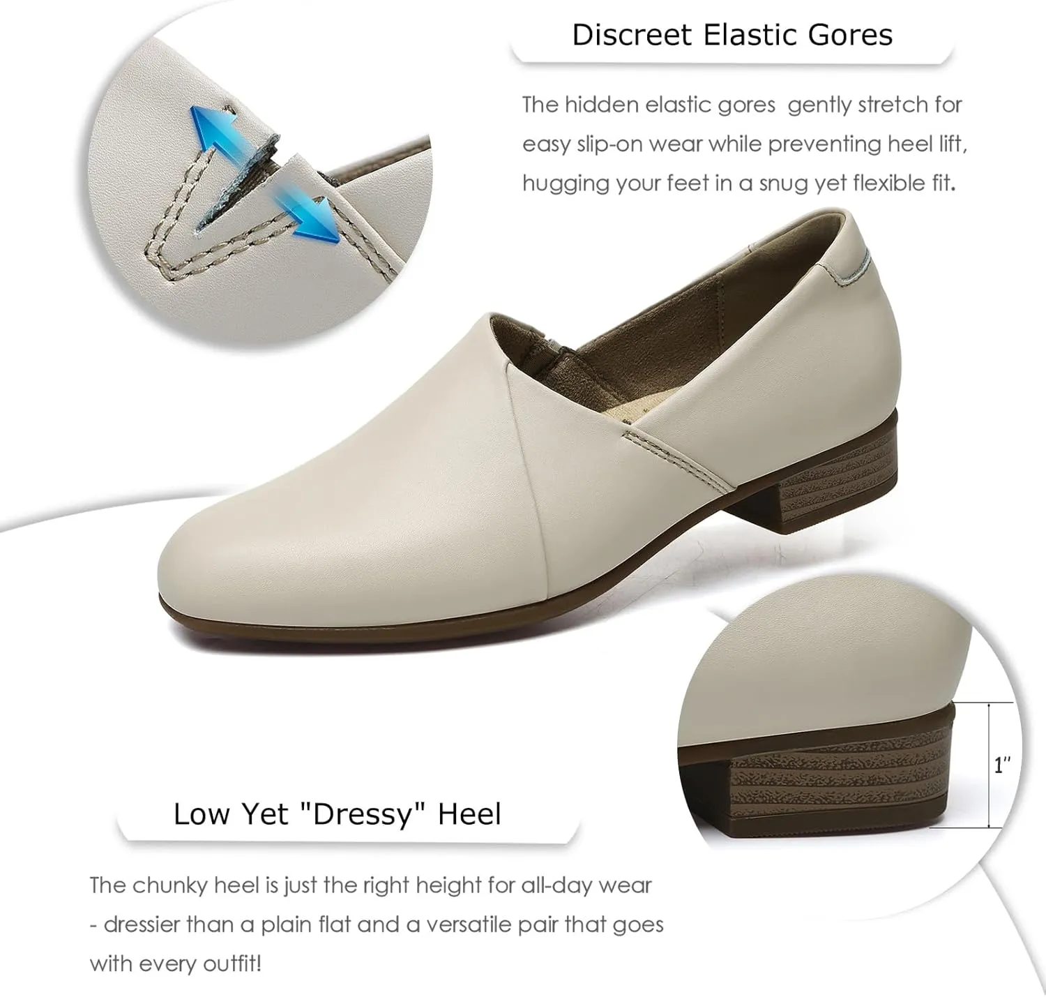 Women's Classic Comfort Dress Shoes Casual Leather Loafers Flats Cute Versatile Slip-Ons Everyday Work Shoes