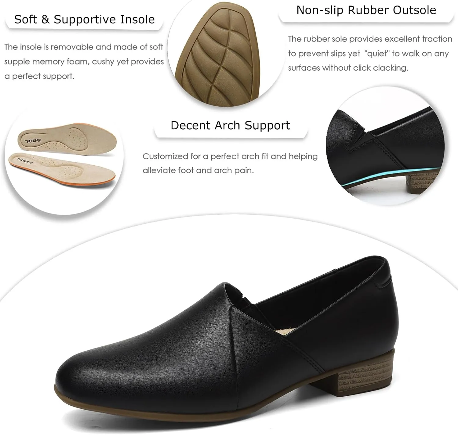 Women's Classic Comfort Dress Shoes Casual Leather Loafers Flats Cute Versatile Slip-Ons Everyday Work Shoes