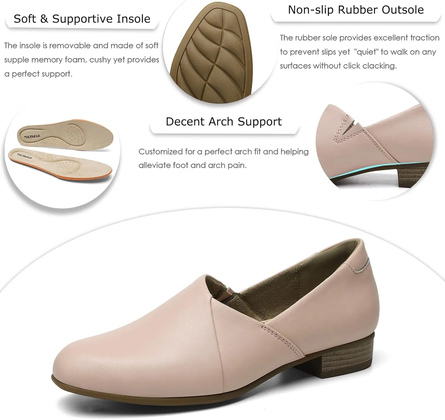 Women's Classic Comfort Dress Shoes Casual Leather Loafers Flats Cute Versatile Slip-Ons Everyday Work Shoes