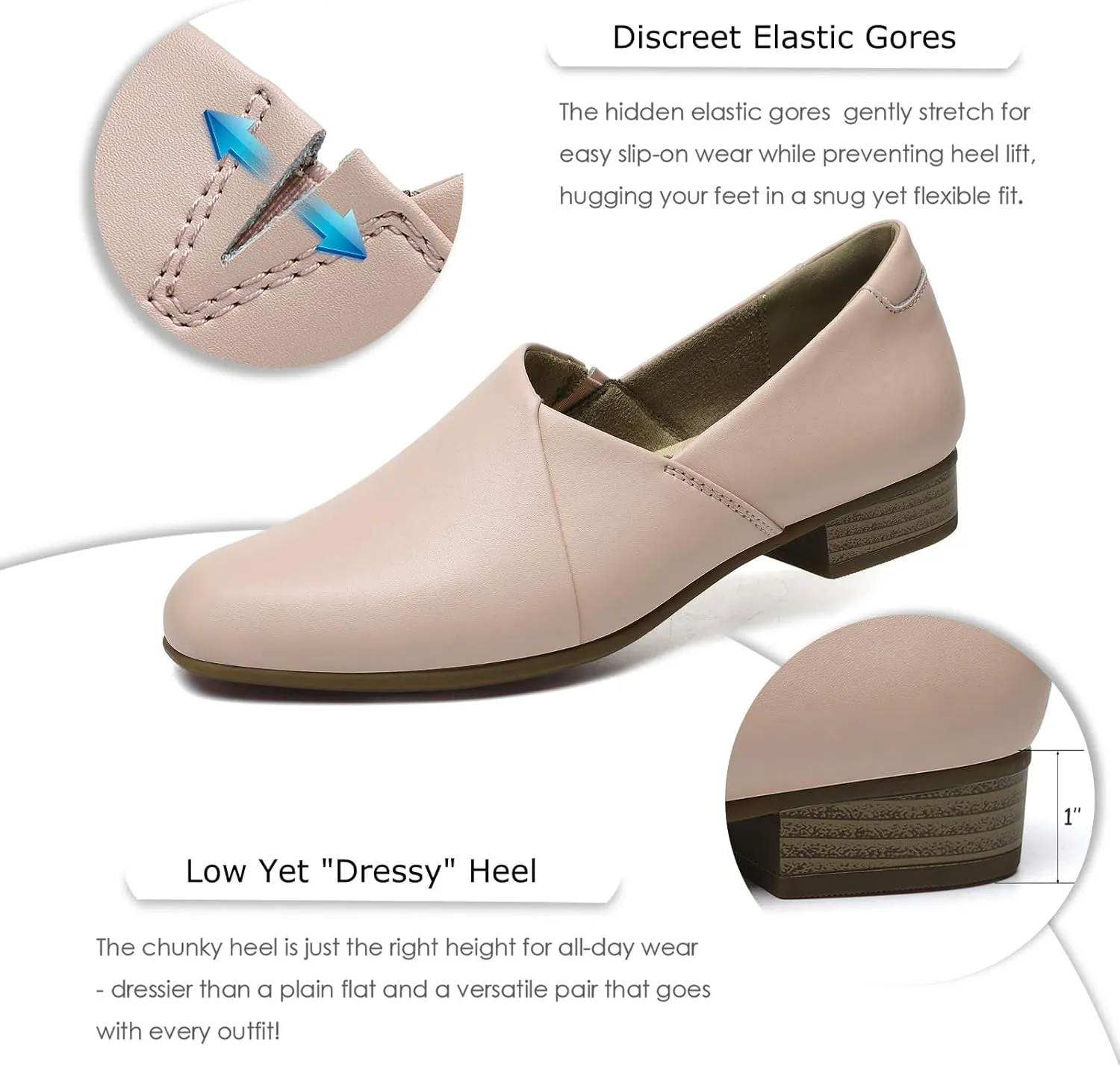 Women's Classic Comfort Dress Shoes Casual Leather Loafers Flats Cute Versatile Slip-Ons Everyday Work Shoes