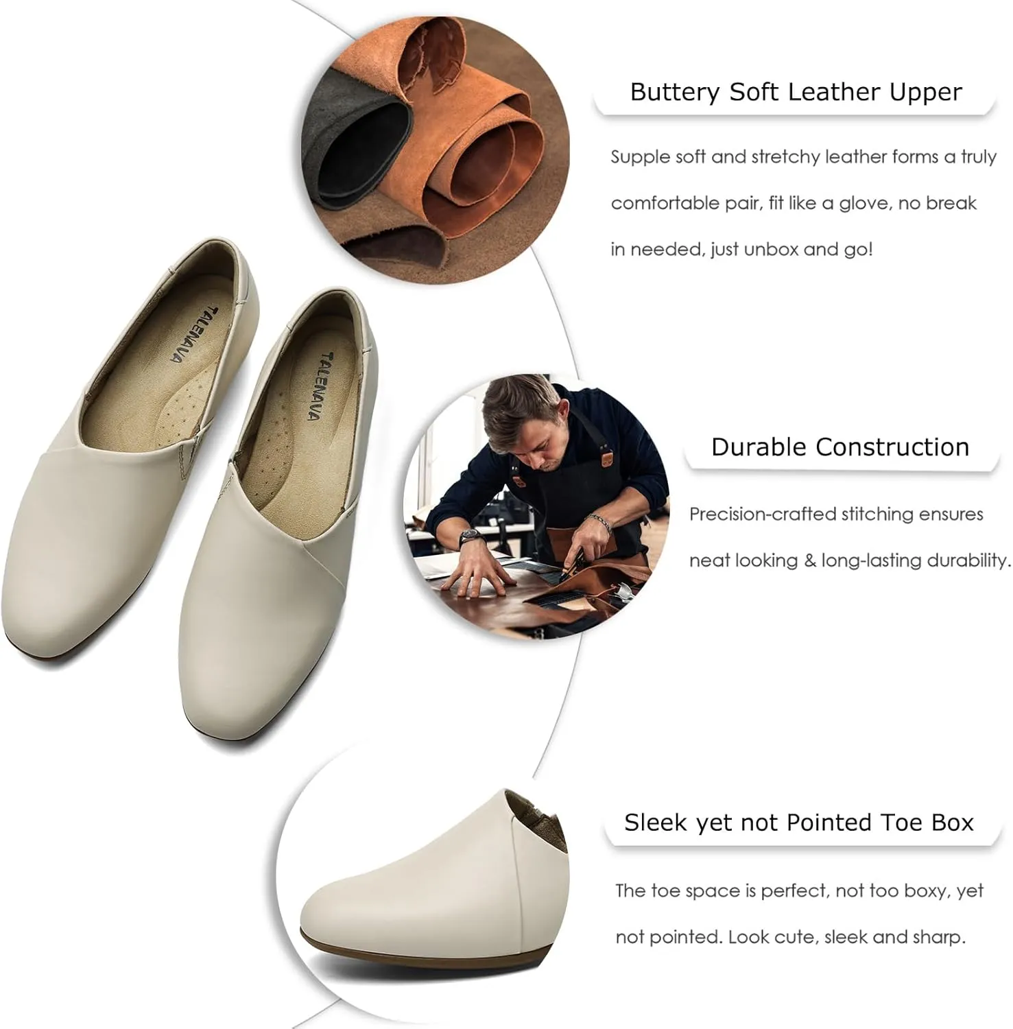 Women's Classic Comfort Dress Shoes Casual Leather Loafers Flats Cute Versatile Slip-Ons Everyday Work Shoes