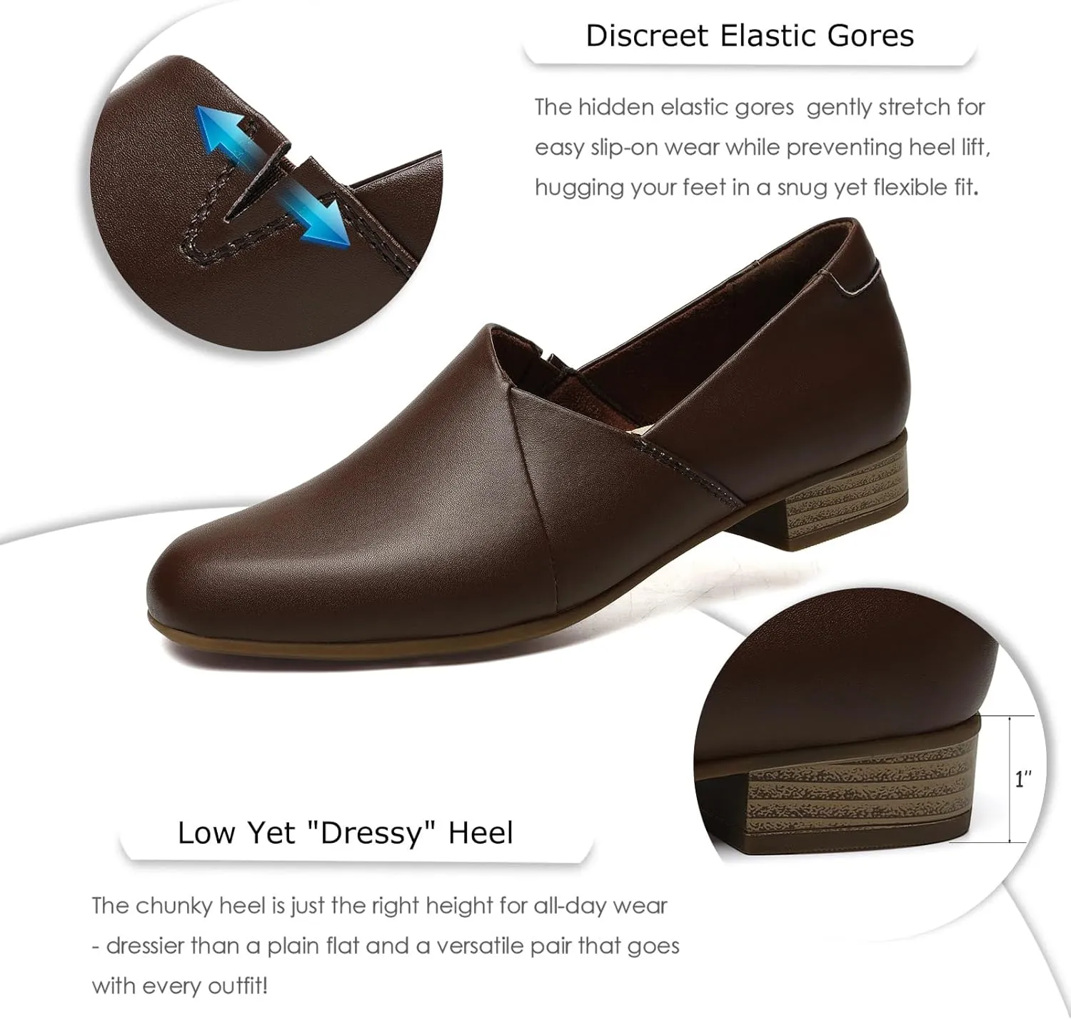 Women's Classic Comfort Dress Shoes Casual Leather Loafers Flats Cute Versatile Slip-Ons Everyday Work Shoes