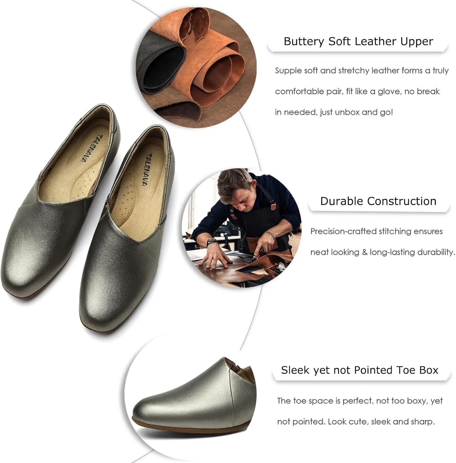 Women's Classic Comfort Dress Shoes Casual Leather Loafers Flats Cute Versatile Slip-Ons Everyday Work Shoes