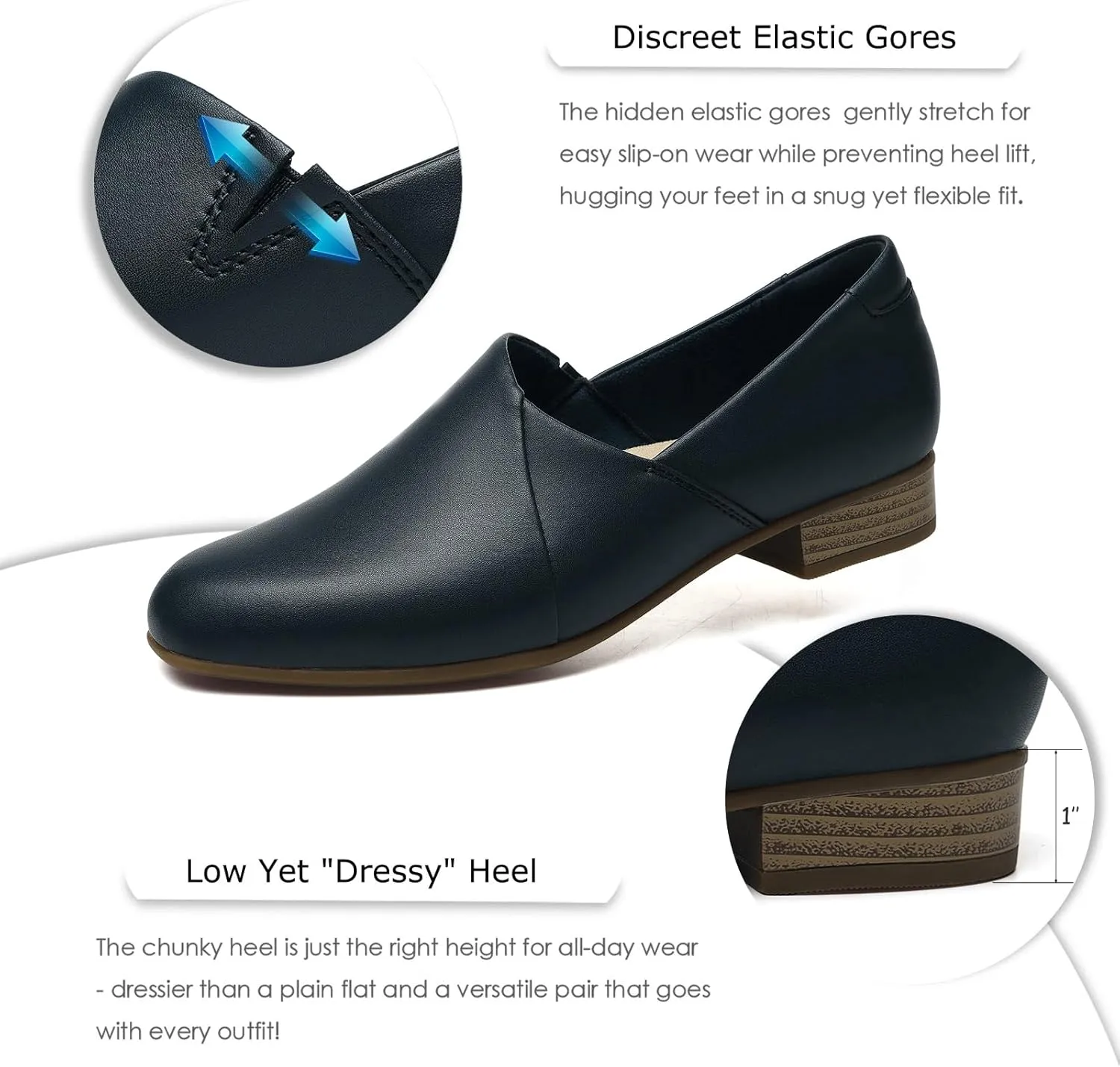 Women's Classic Comfort Dress Shoes Casual Leather Loafers Flats Cute Versatile Slip-Ons Everyday Work Shoes