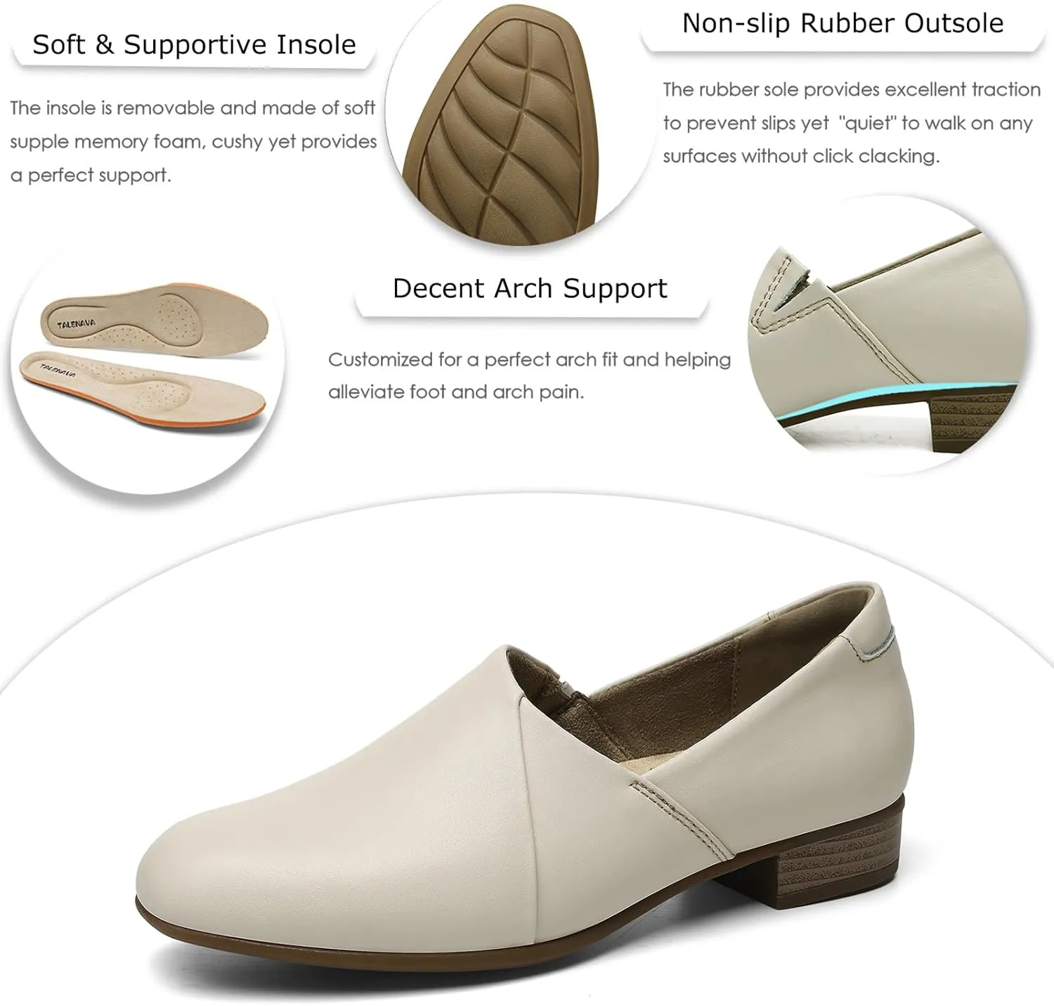 Women's Classic Comfort Dress Shoes Casual Leather Loafers Flats Cute Versatile Slip-Ons Everyday Work Shoes