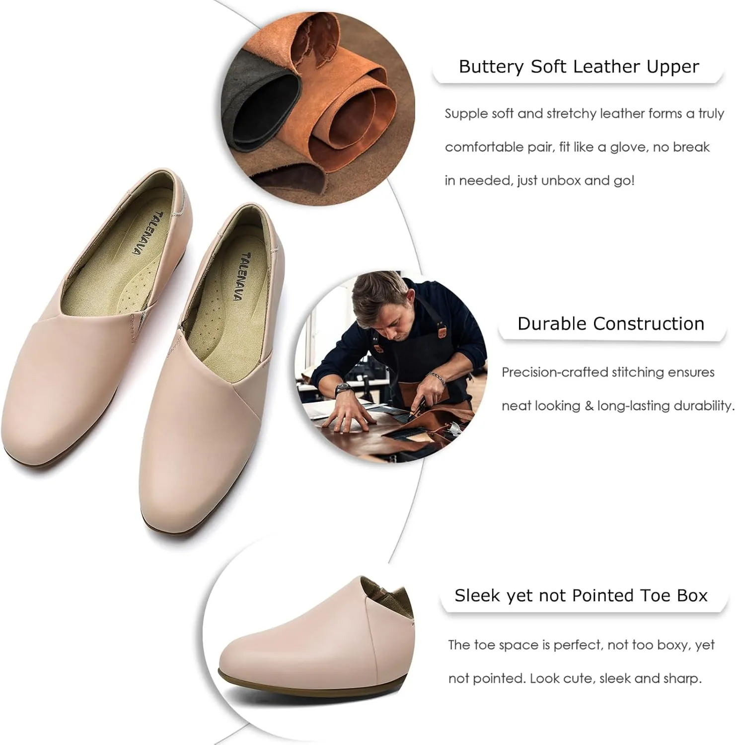 Women's Classic Comfort Dress Shoes Casual Leather Loafers Flats Cute Versatile Slip-Ons Everyday Work Shoes