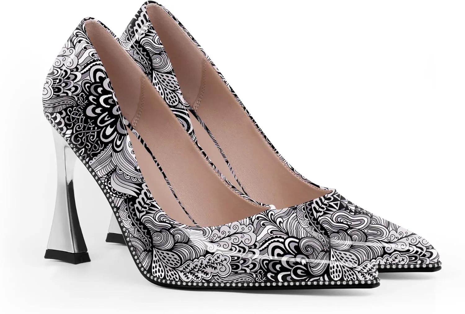 Women's Closed Pointed Toe Stilettos High Heels Pumps Patent Leather Dress Shoes