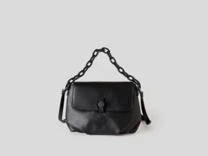 Womens Faux Leather Side Cross Body Bag with Chain Detail