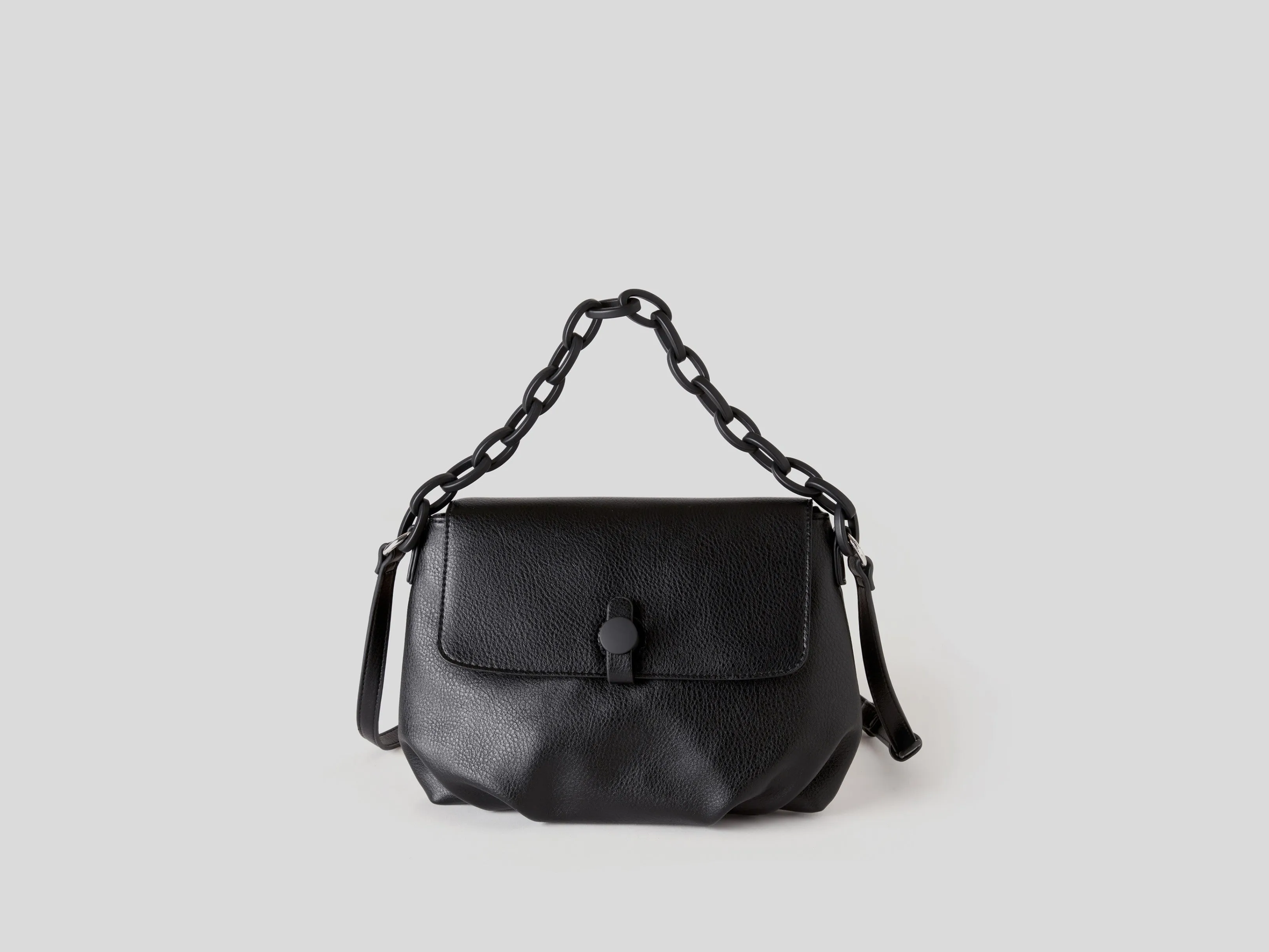 Womens Faux Leather Side Cross Body Bag with Chain Detail