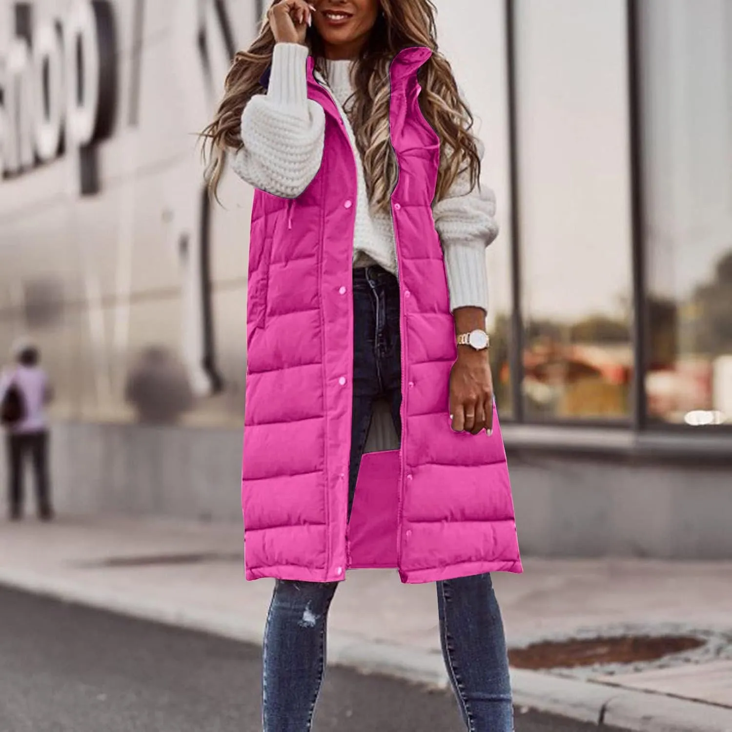 Women's Fleece Jackets Fashion Drawstring Hooded Sweatshirt Oversized Fall Winter Zipper Coats Warm Outwear for Women
