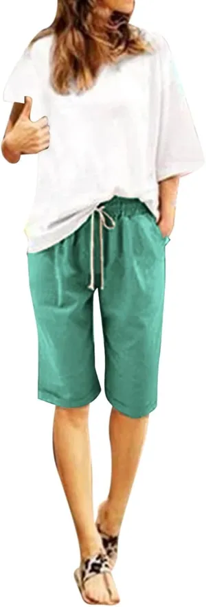 Womens Flowy Shorts Cotton Shorts Casual Summer Loose Athletic Drawstring Waist Lounge Running Shorts with Pockets