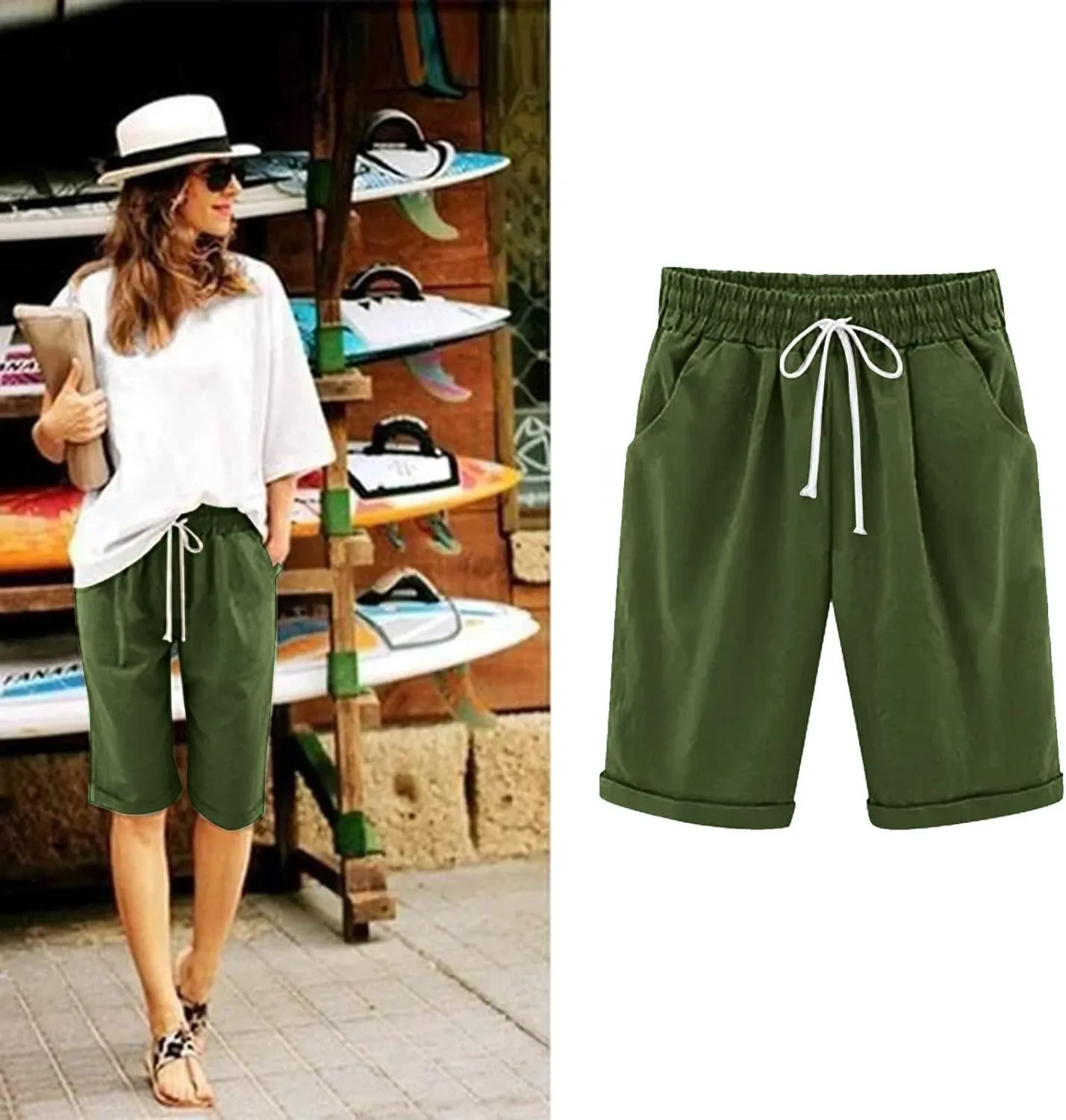 Womens Flowy Shorts Cotton Shorts Casual Summer Loose Athletic Drawstring Waist Lounge Running Shorts with Pockets