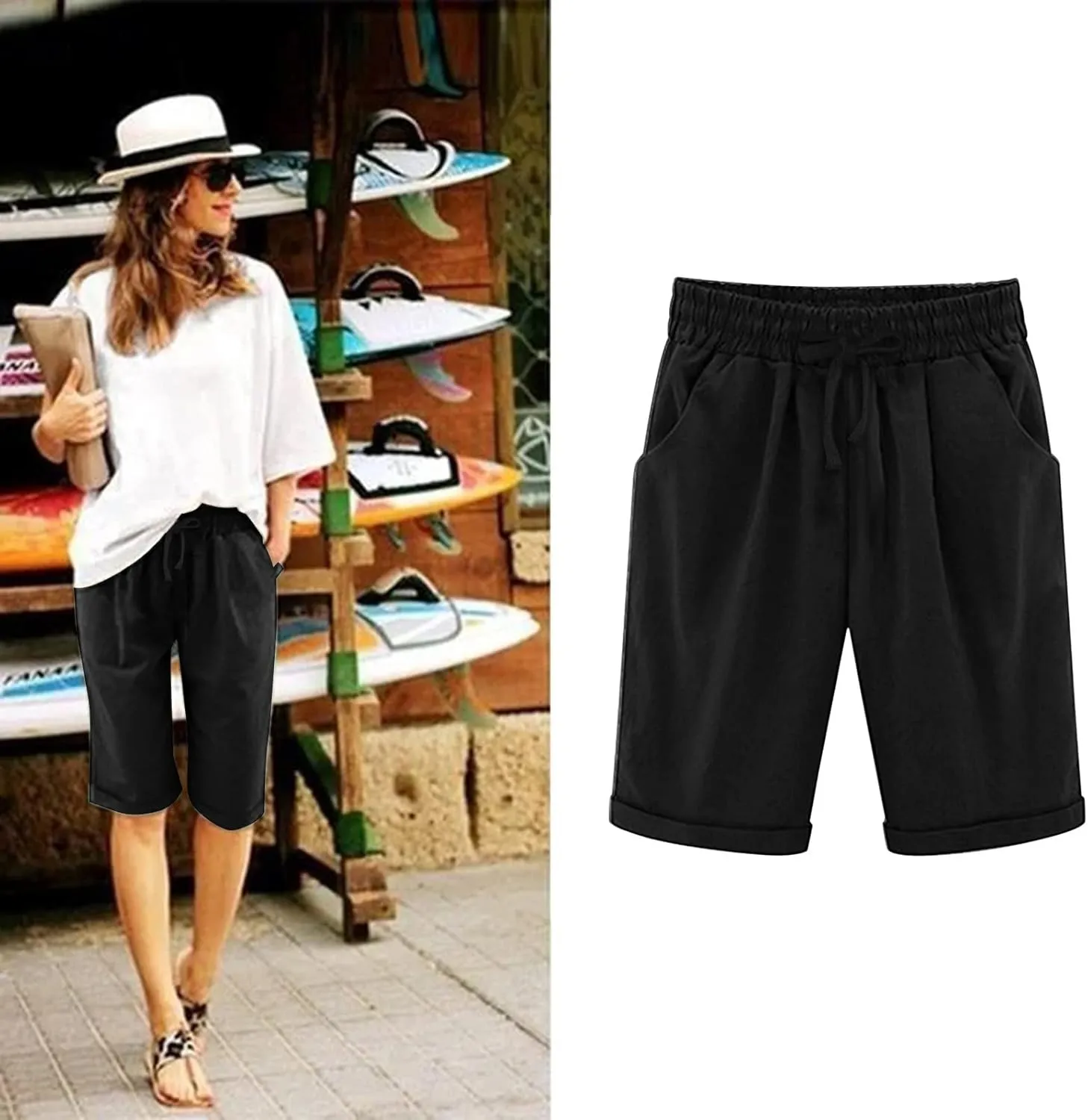 Womens Flowy Shorts Cotton Shorts Casual Summer Loose Athletic Drawstring Waist Lounge Running Shorts with Pockets