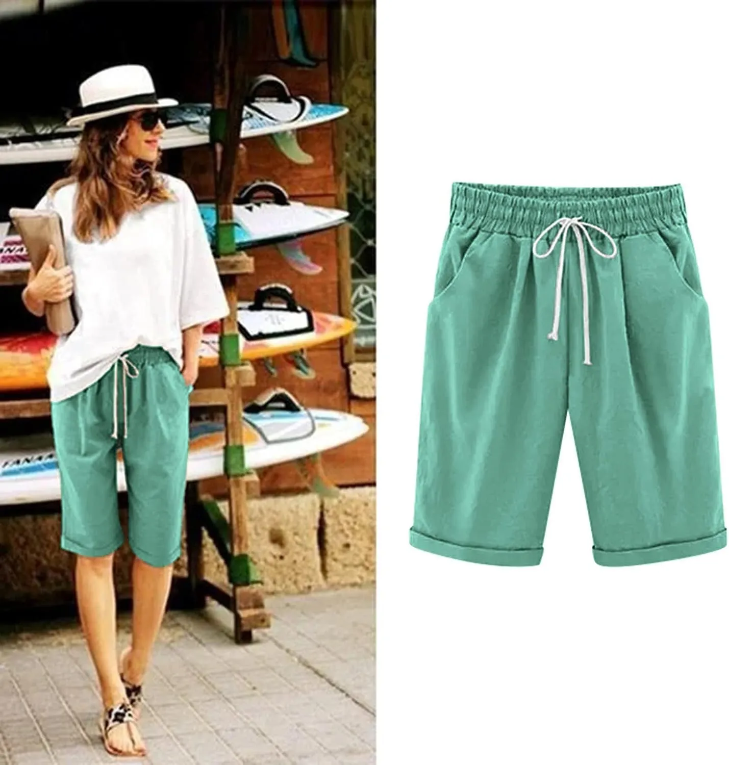 Womens Flowy Shorts Cotton Shorts Casual Summer Loose Athletic Drawstring Waist Lounge Running Shorts with Pockets