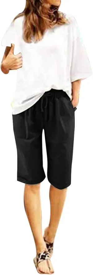 Womens Flowy Shorts Cotton Shorts Casual Summer Loose Athletic Drawstring Waist Lounge Running Shorts with Pockets