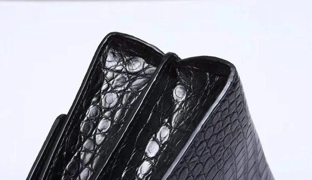 Women's Genuine Crocodile Leather Tote  Top Handle Bags Black