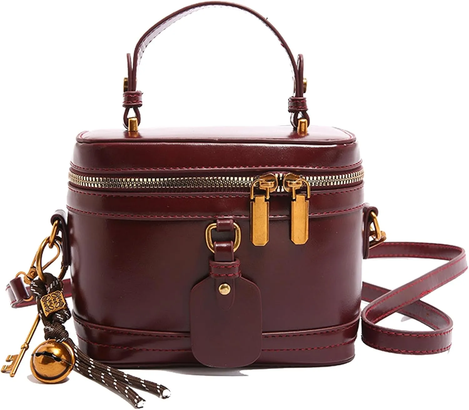 Women's Handbag Bucket Bag With Bell Box Shape Crossbody Shoulder Travel Makeup Bag Portable Cosmetic Bags
