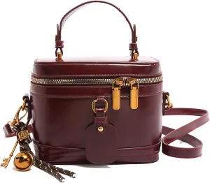 Women's Handbag Bucket Bag With Bell Box Shape Crossbody Shoulder Travel Makeup Bag Portable Cosmetic Bags