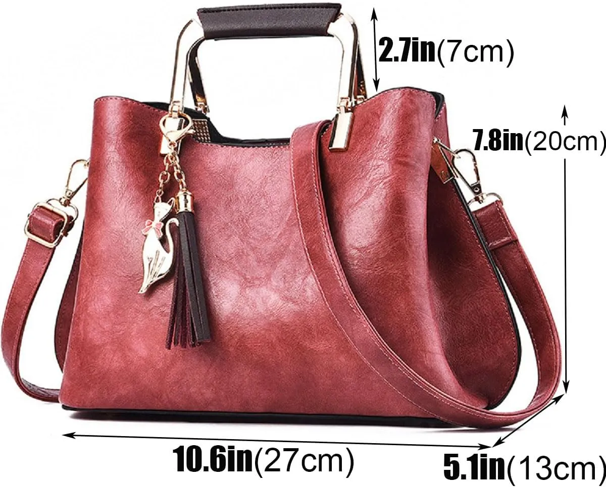 Womens Handbags and Purses Fashion Top Handle Satchel Tote PU Leather Shoulder Bags